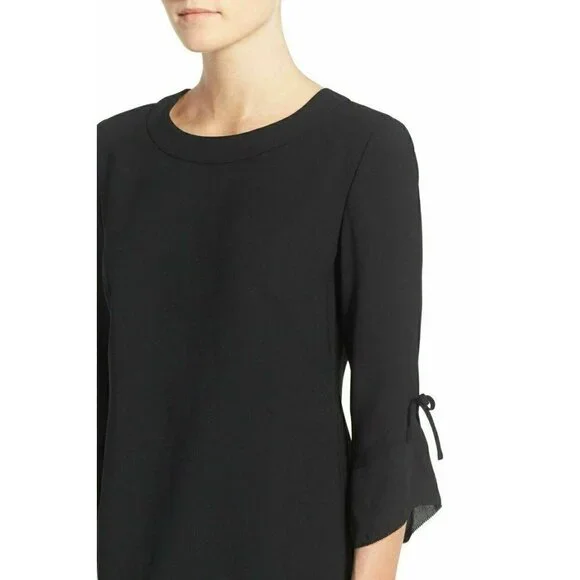 Chelsea28 Womens Black Ruffle Sleeve Bateau neck Shift Dress Size XS - Picture 7 of 16